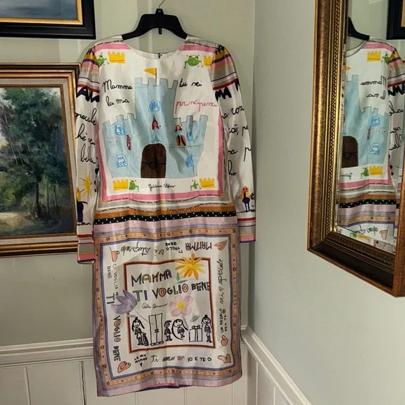 Dolce & Gabbana Mama Mamma dress Mother’s Day Colorful Graphic Long Sleeve Dress - Picture 2 of 11